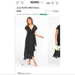MUMU | Jess Ruffle Midi Dress | Black